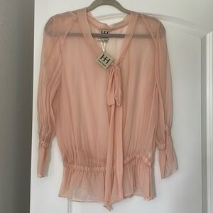 Haute hippie, sheer, pink blouse size small